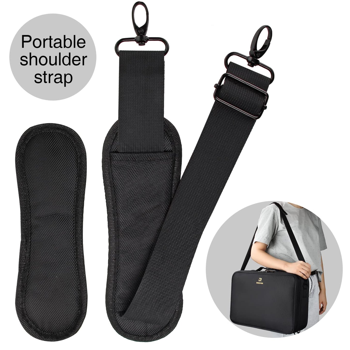 Large Makeup Case, 3 Layers Makeup Bag Cosmetic Organizer Brush Bag Barber Train Case Makeup Artist Box for Hair Curler Hair Straightener Brush Set and Cosmetics
