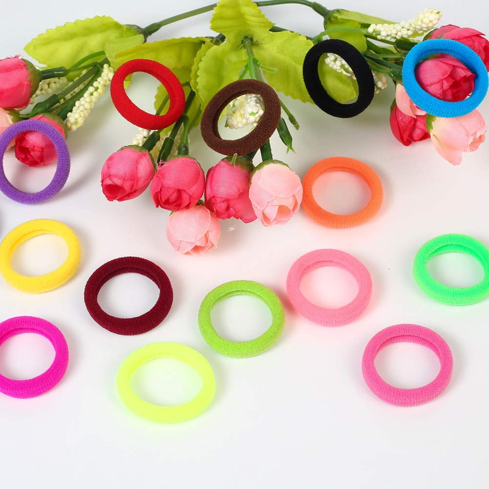 Baby Hair Ties, Cotton Toddler Hair Ties for Girls and Kids, Multicolor Small Seamless Hair Bands Elastic Ponytail Holders(15 Colors)