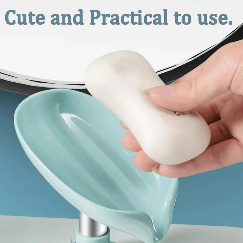 1Pcs Drain Soap Holder Leaf Shape Soap Box Suction Cup Tray Drying Rack for Shower Sponge Container Kitchen Bathroom Accessories